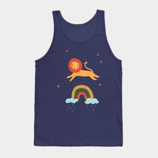 Lion Jump over a rainbow Tank Top